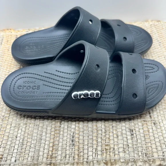 CROCS Iconic Comfort Black Classic Slide Sandals Men’s Size 11 NWOT - Picture 2 of 10